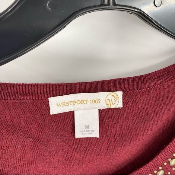 Westport Women’s Long Sleeve Cut Out Shoulder Red Blouse size M - Picture 3 of 4